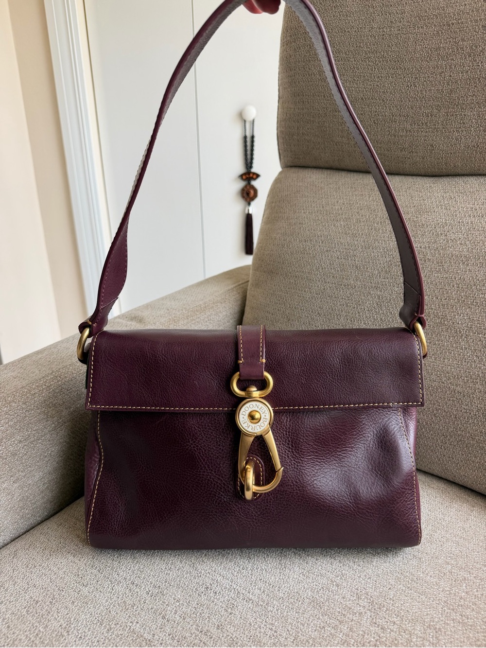 Dooney & Bourke Plum Leather Shoulder Bag